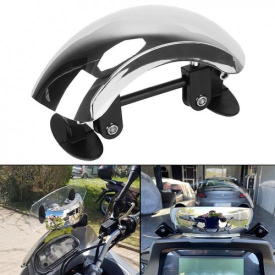 Silver Motorcycle Rearview Mirror 180 Degree Wide Angle Adjustable Wind Screen