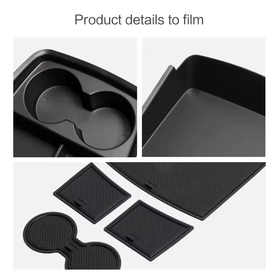 for Kia EV9 2025 2025 2025 Center Console Lower Storage Box TPE Organizers Tray Car Accessories Black