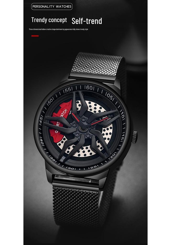 Sanda Men's Quartz Waterproof Mesh Strap Watch | Rotating Wheel Design