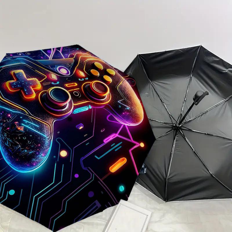 1PC gamepad technology Umbrella-8-Rib Reinforced Portable Folding Travel Suitable for All Seasons Outdoor Daily Use  -J0348