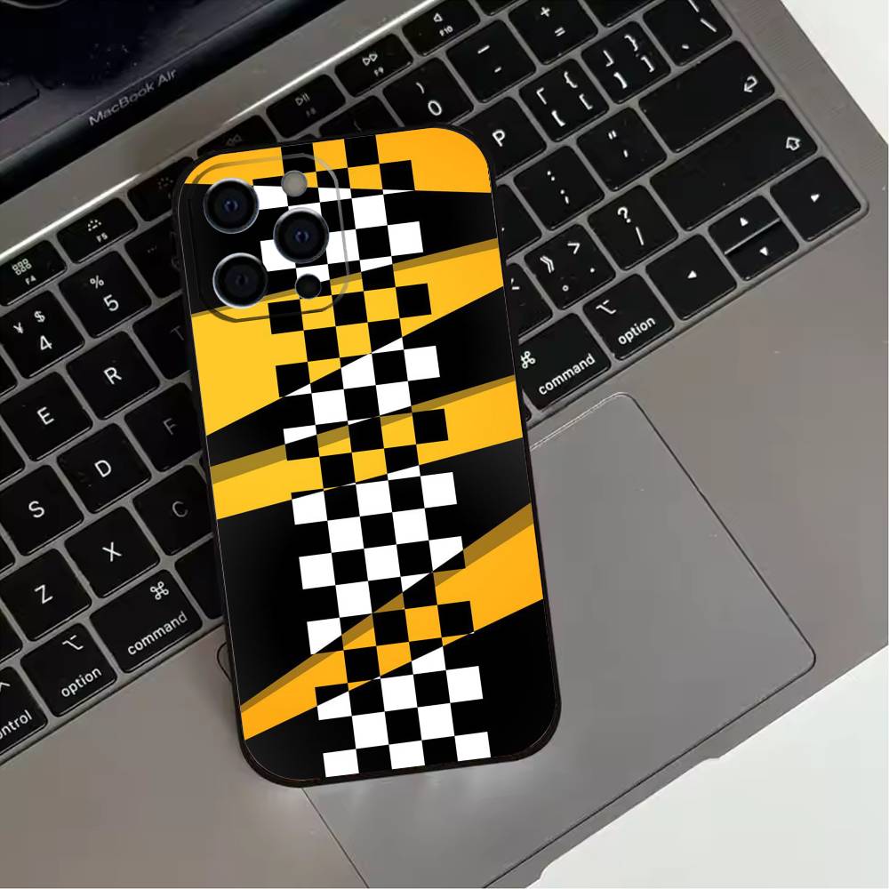 

Racing Checkered Flag Phone Case For iPhone 17,16,15,14,13,12,11 Plus,Pro Max,XS,Soft Silicone Black Cover iPhone16plus