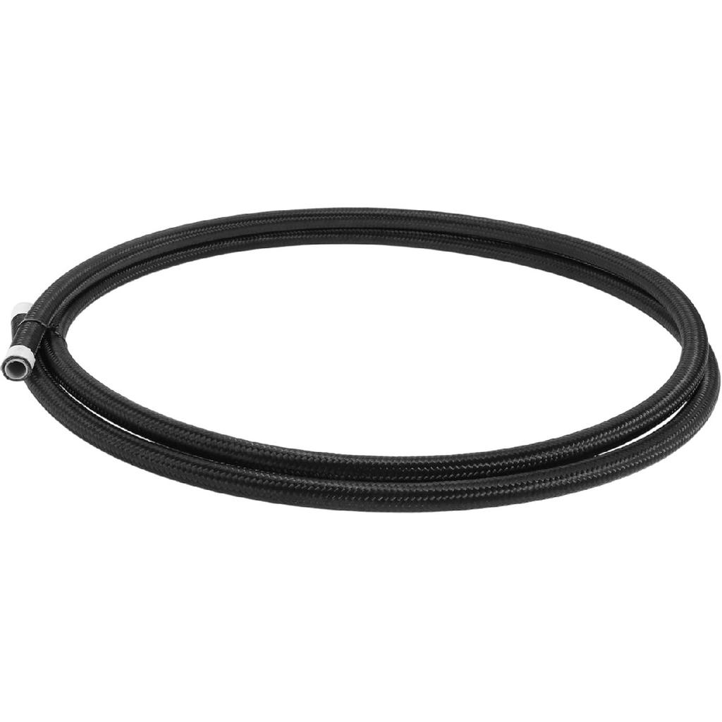 AN6 Fuel Line Hose Black 8ft Vacuum Hose Automotive Fuel Hose 8ft 1/3"ID 4/9"OD PTFE Rubber,Stainless Steel,Nylon Braided 1 Pcs AN6