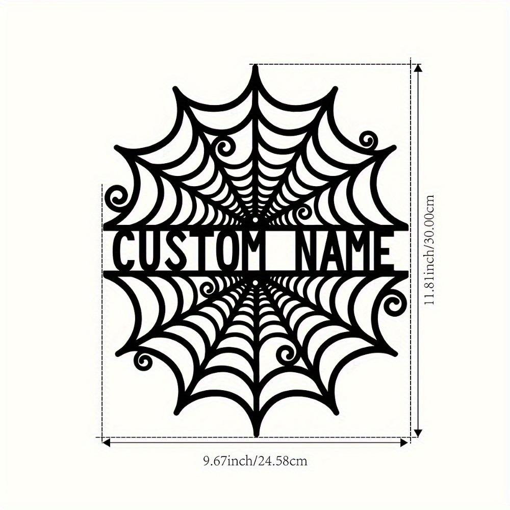 Vintage Iron Spider Web Wall Sculpture Personalized Family Name Rustic Home Decor Halloween Gift