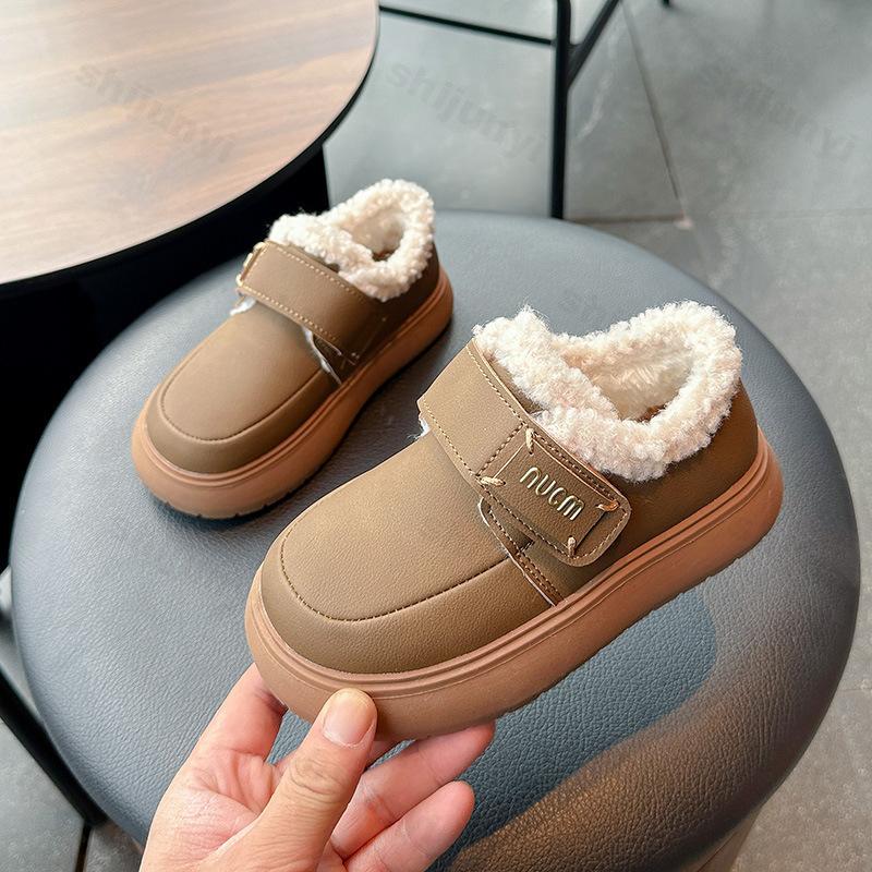 Boys' Retro Warm Velvet Low Top Casual Snow Boots 2026 Winter Children Fashi Versatile Plush Comfortable N Slip Cott Boots