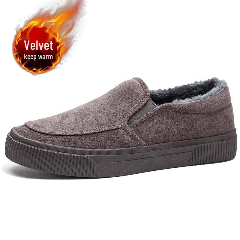Men's Winter Fleece-Lined Canvas Loafers - Slip-On, Warm Casual Shoes