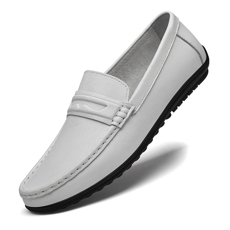 

Fashion Non Slip Male Business Shoes Male Loafers Mens Casual Genuine Leather Shoes Comfortable Slip on Flats Handmade Simple Moccasins 38