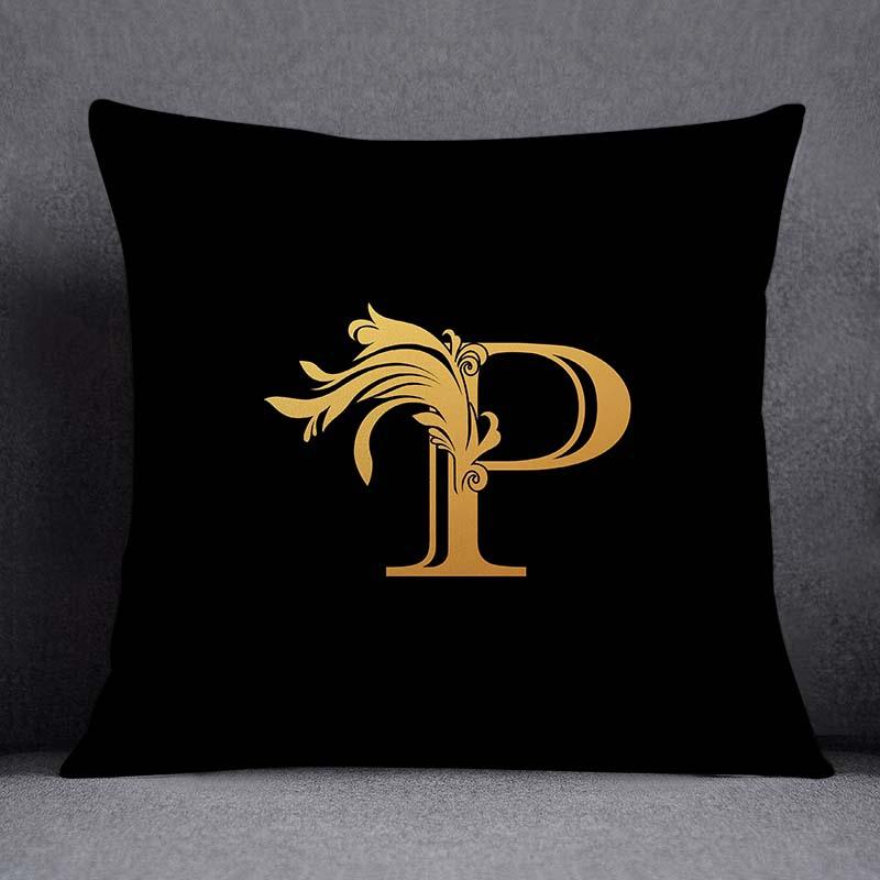 

Декоративна наволочка із візерунком Tyrant Gold Alphabet Series, квадратна наволочка, прикраса для домашнього офісу 50x50cm