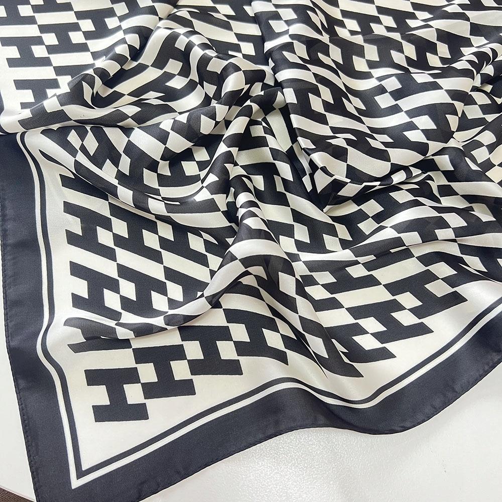 Scarf with print, women' synthetic silk, gift scarf, 70x70