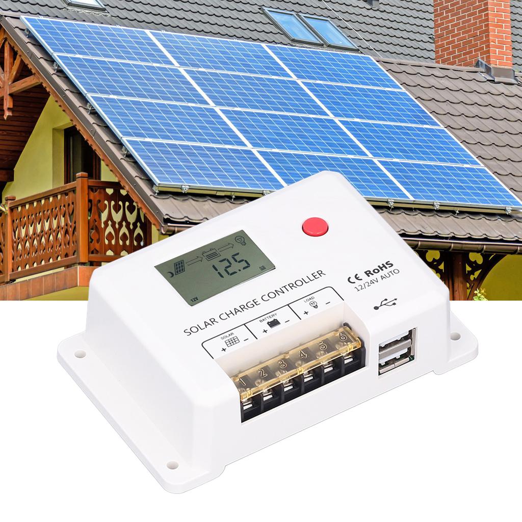PWM Solar Charge Controller 30A Solar Panel Regulator White Energy Controller for RV Accessories
