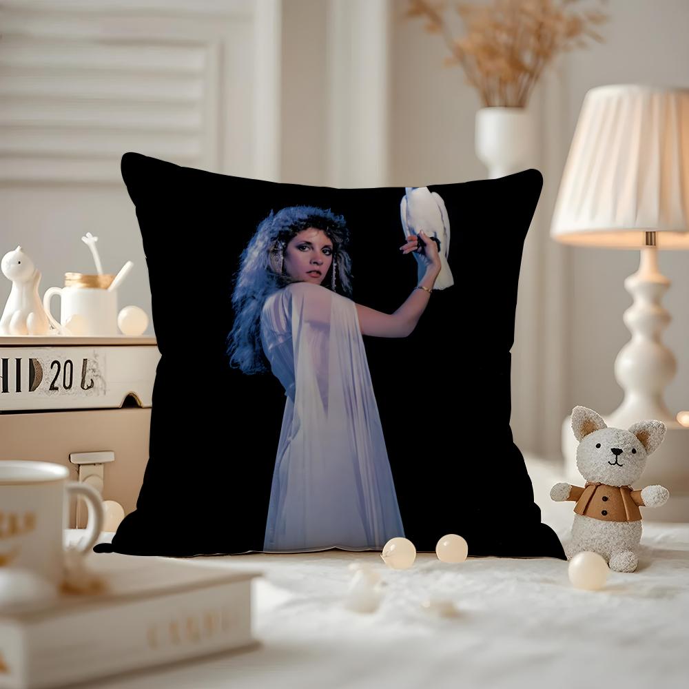 

Cushion Cover Anti-dustmite Pillowcase Invisible Zipper Silky Short Plush Sofa Cushion Cover Stevie Nicks 12x12Inch