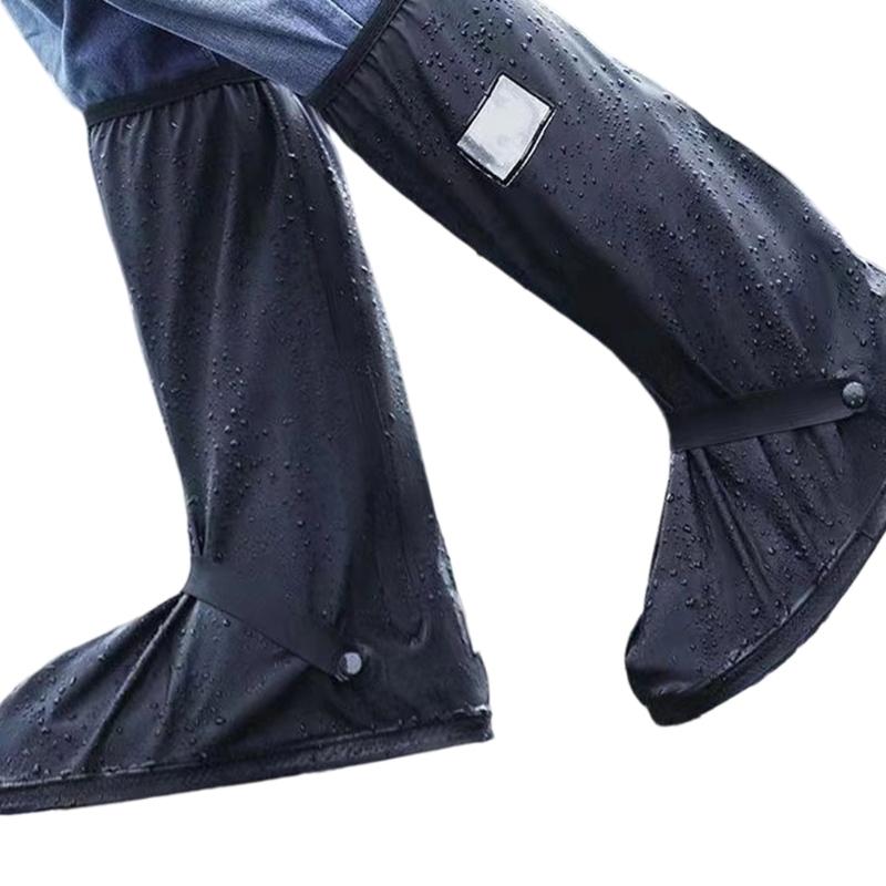 Waterproof Rainproof PVC Boot Shoe Covers Slip Resistant Zippered Galoshes For Hiking Cycling Daily Commuting