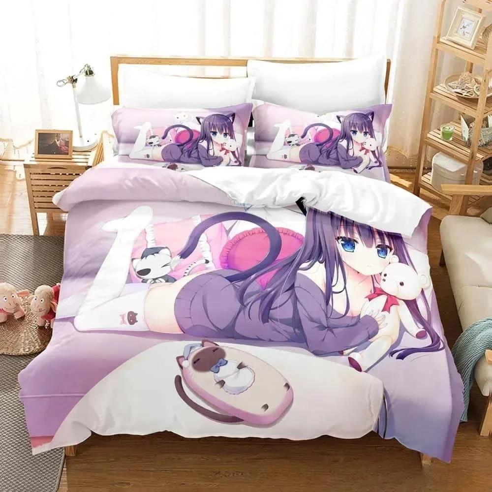 Comforter 3D Anime Kawaii Girls Yoisaki Kanade Bedding Set Printed With Bed Soft Queen King Size Bedclothes Home