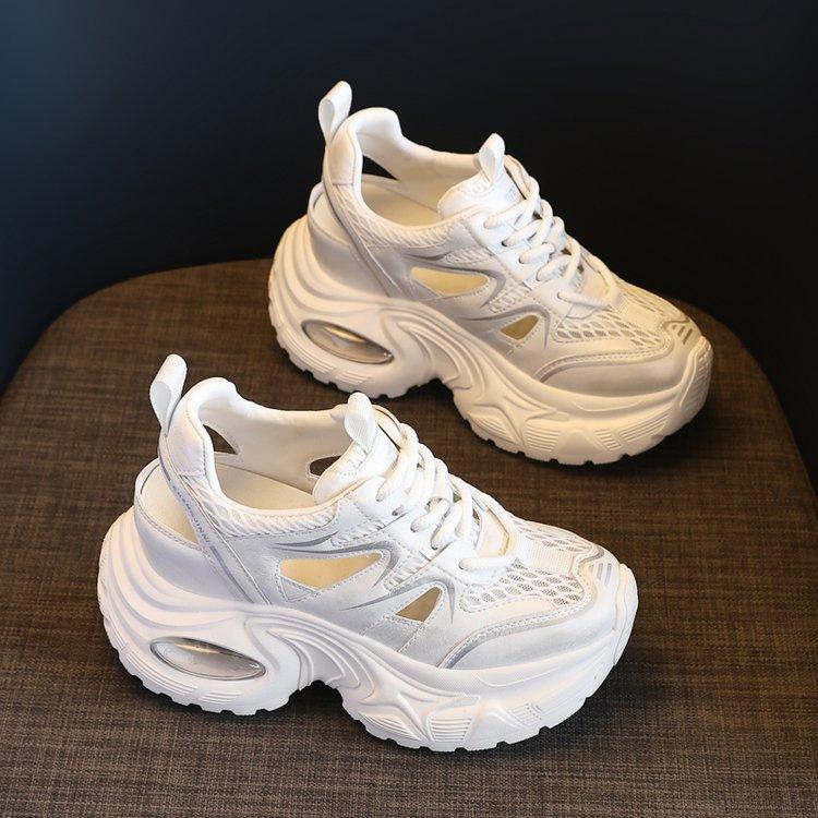 

Thick-soled heightened mesh breathable fashion dad shoes women s 2025 summer new hollow muffin sports and leisure sandals 35