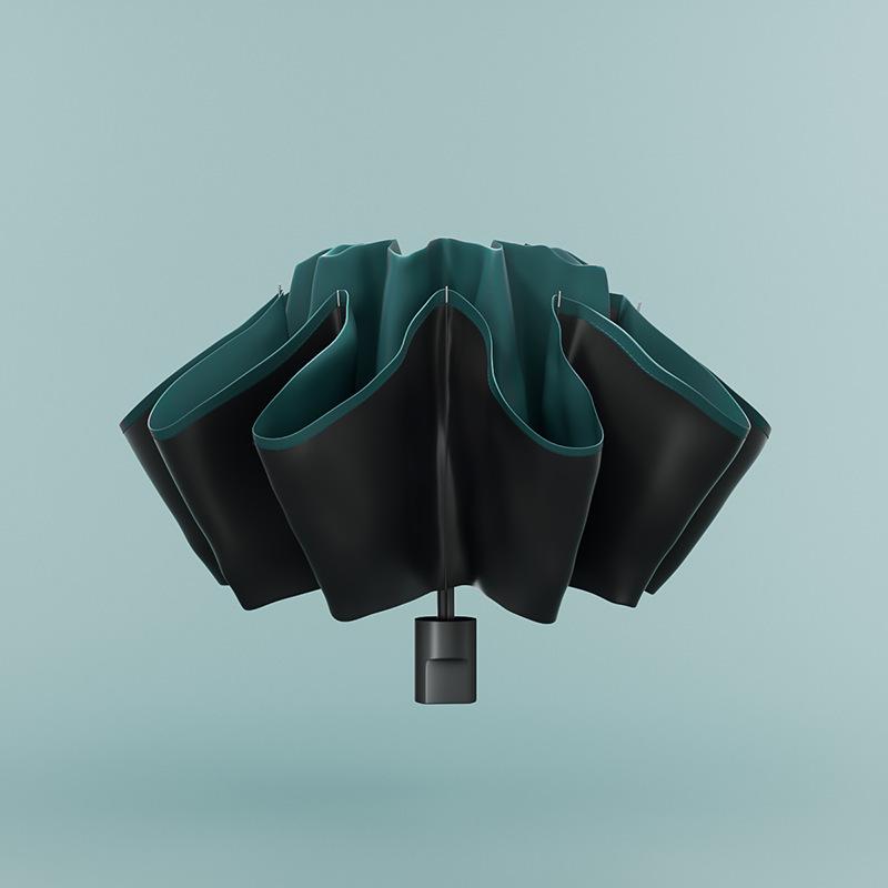 Men's Black 24-Rib Automatic Folding Umbrella with Custom Logo and UV Protection