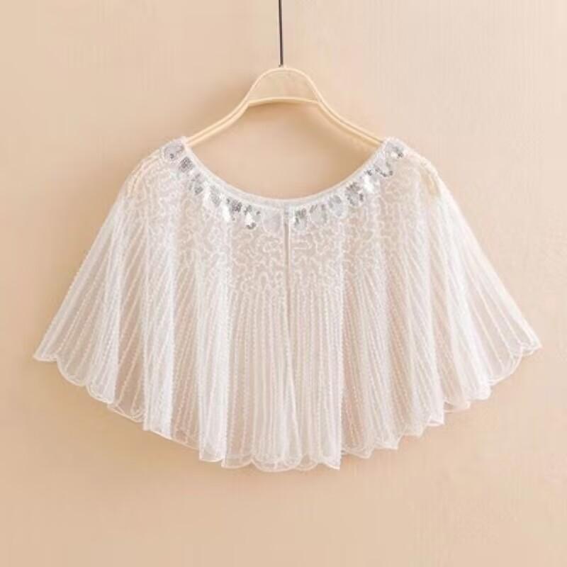 

Высококачественная женская шаль 1920-х годов, вечерняя накидка, винтажная шаль-хлопушка: Вышивка бисером и сетчатый дизайн для вечеринок в стиле Гэтсби! one size белый