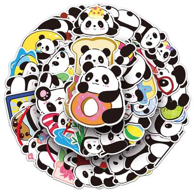 50 Cartoon Panda Stickers: Cute Animal Graffiti Waterproof Decorations for Water Bottles or Journals