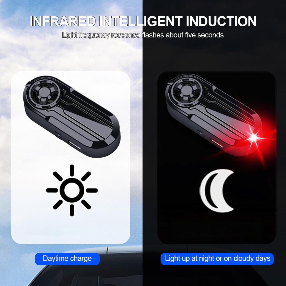 LED Car Solar Powered Wireless Anti-Theft Warning Light Caution Lamp with Air Freshener Alarm Fake Anti-theft Decorative Light