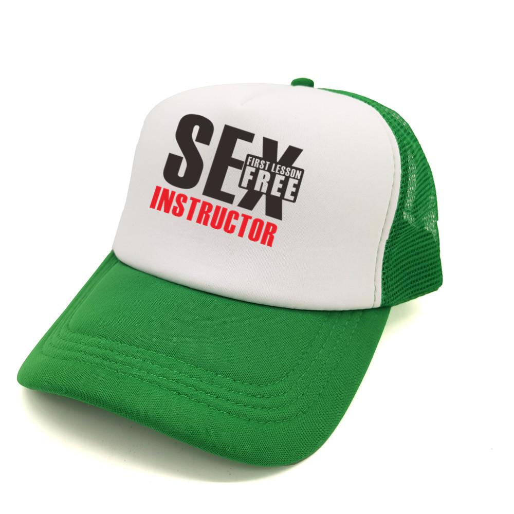 Sex Instructor First Lesson Free Trucker Cap Unisex Lustige Mütze Baseball Cap Unisex Mesh Net Caps