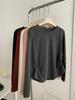 Women's Korean Style Long-Sleeve Ruched Waist Top - Round Neck, Autumn Base Layer Shirt