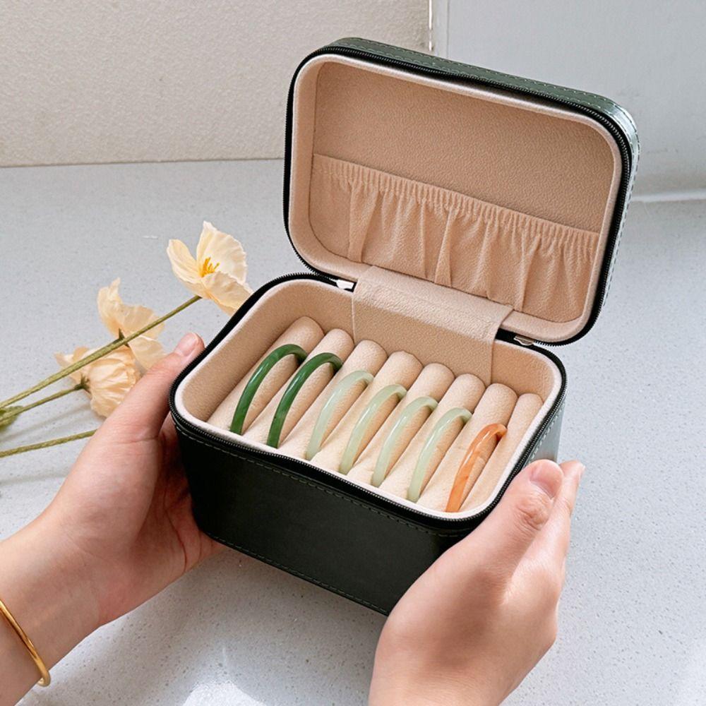 PU Leather Bracelet Display Box Rings Necklace Bracelet Carrying Case  Travel Use