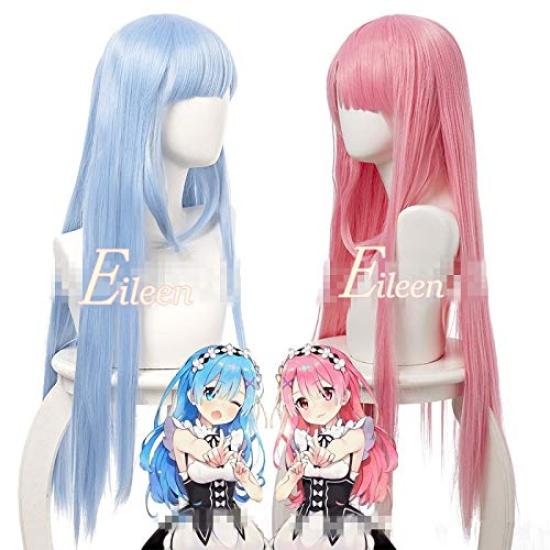 Eileen Rem from Zero Starting Life In Another World Long Hair Anime Cosplay Disguise School Festival Includes Net - - Wig, Wig, Heat-Resistant Wig,