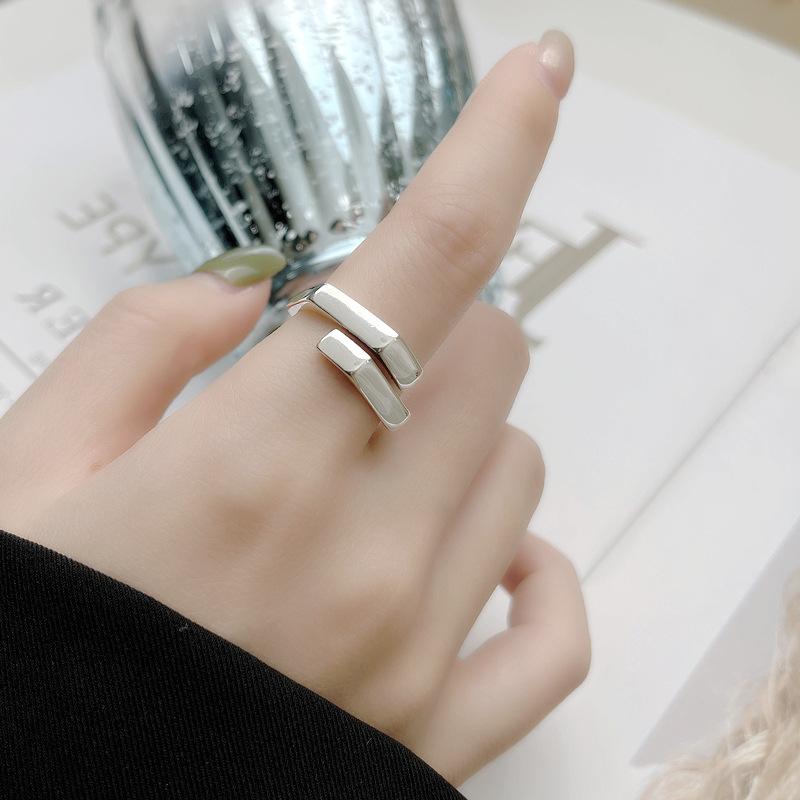 Rhombus Sechseckig Glänzend Offener Ring Koreanische Version Mode Persönlichkeit Herren- und Damen-Gleich Zeigefingerring Geschenk