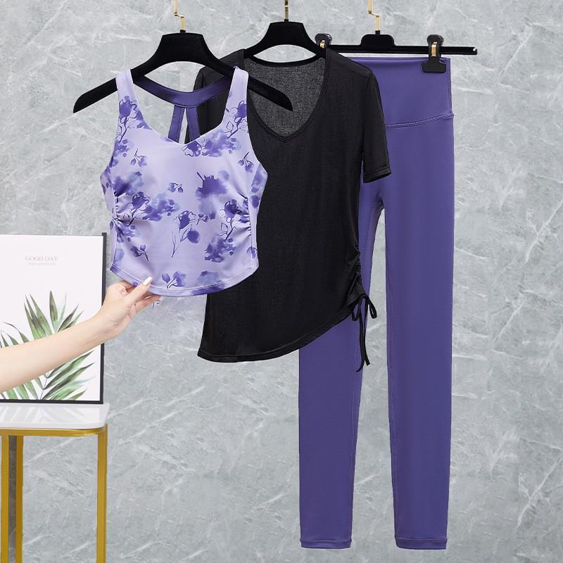 Women Dance Outfit Backless Crop Top High Waist Leggings 2Pcs Set Stage Performance