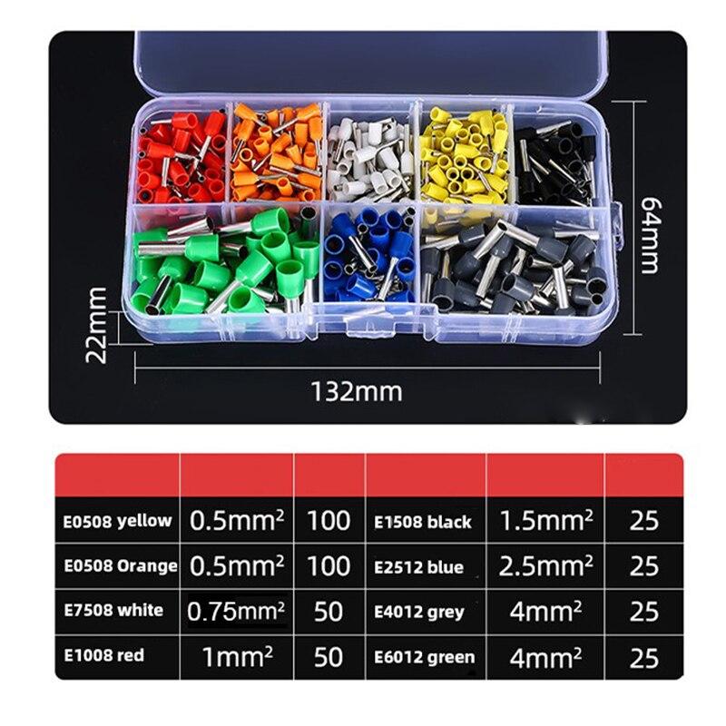 400pcs Tube Type Terminal Set European Type Tube Type Terminal Combination Boxed Cold Pressing Terminal