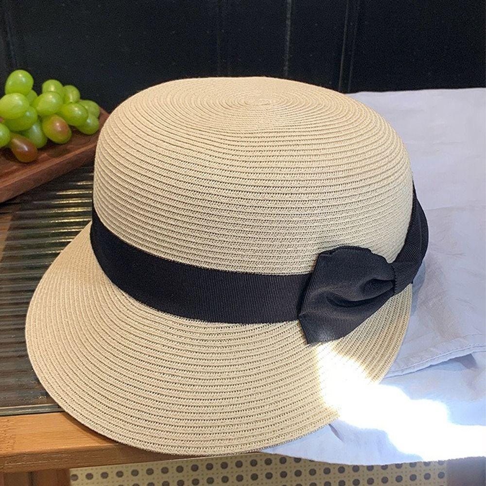 Summer Woven Straw Cap French Equestrian Hat Fashion Bow Straw Cap  Ladies/Girls