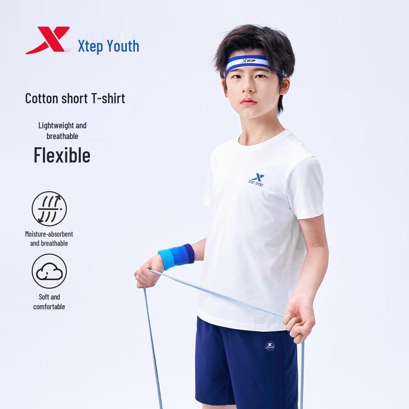 Xtep Youth Reflective Logo Round Neck Short Sleeve T-Shirt