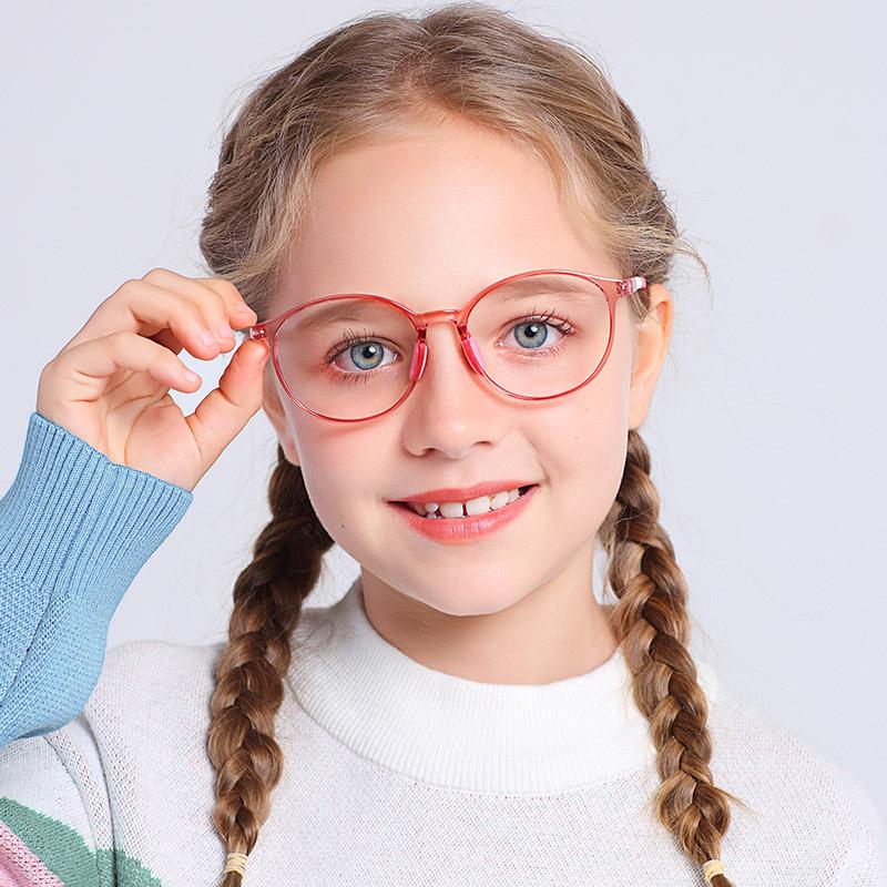 2024 New Girls Boys Round Blue Light Blocking Glasses Custom Myopic Hyperopic Glasses Durable Silicone TR Kids Glasses Frame