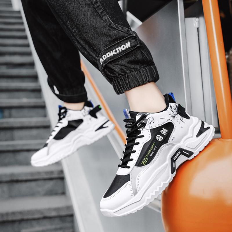 Summer New Men's Sneakers Student High-Top Running Casual Shoes Korean Style Platform Lightweight Male Vulcanized Shoes 2025