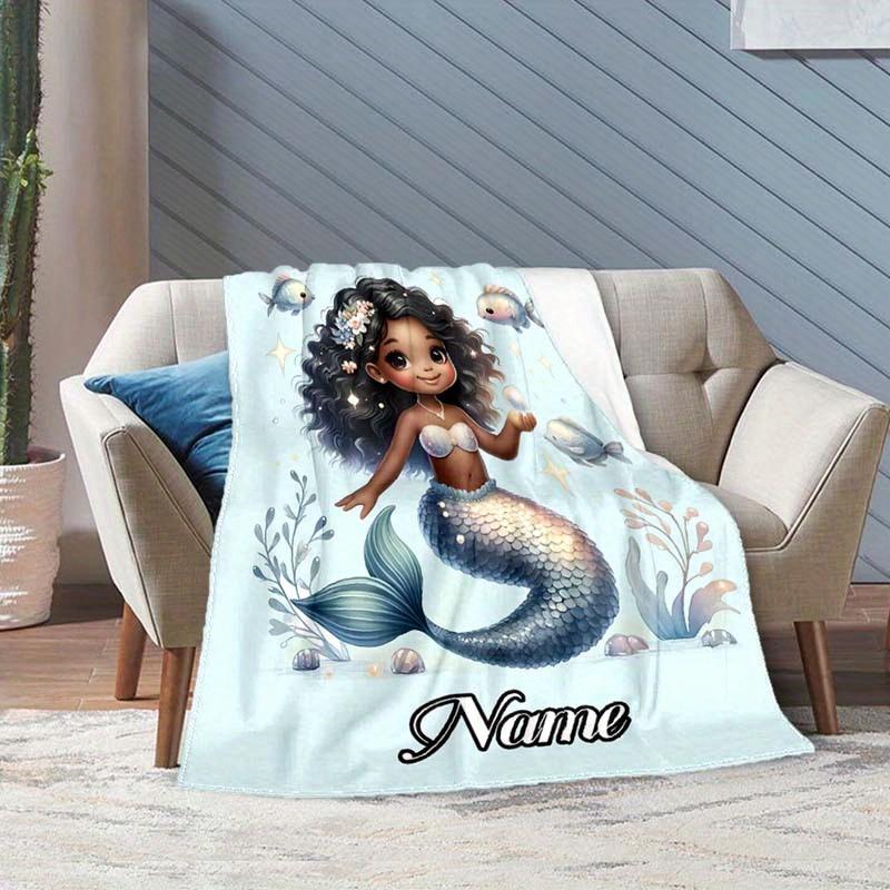 Black Mermaid Customize Your Name Blanket Warm Comfortable And Soft Blankets Are Suitable For Home Chairs Office Sofas Sofas Office Camping And Gifts
