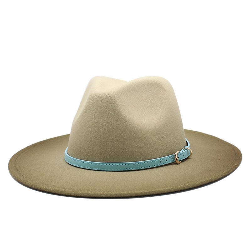 British Wind Season Big Eaves Hat Men And Women Spray Paint Gradual Change Color Jazz Woolen Hat