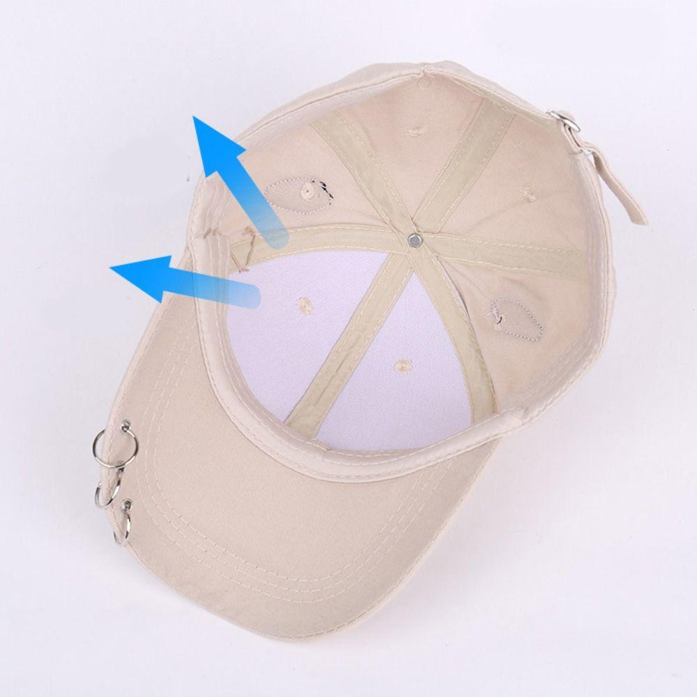 Punk Metal Ring Baseball Hat Hiphop Peaked Cap Portable Bull Horn Baseball Cap  Girl