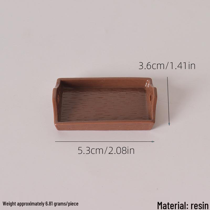 Dollhouse Miniature Resin Tray with Pastry Bread Accessories