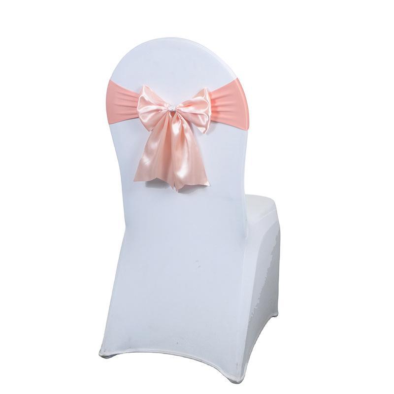 1 Pcs Satin Chair Bow Sash With Rhinestone Accent Easy Install For Wedding Banquet Party Events
