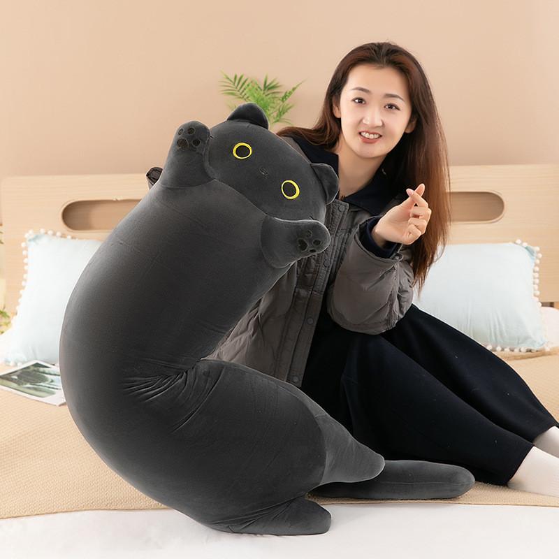 Cuscino Corpo a Forma di Gatto in Peluche Corto Per Dormitori Laterali Con Supporto per le Gambe