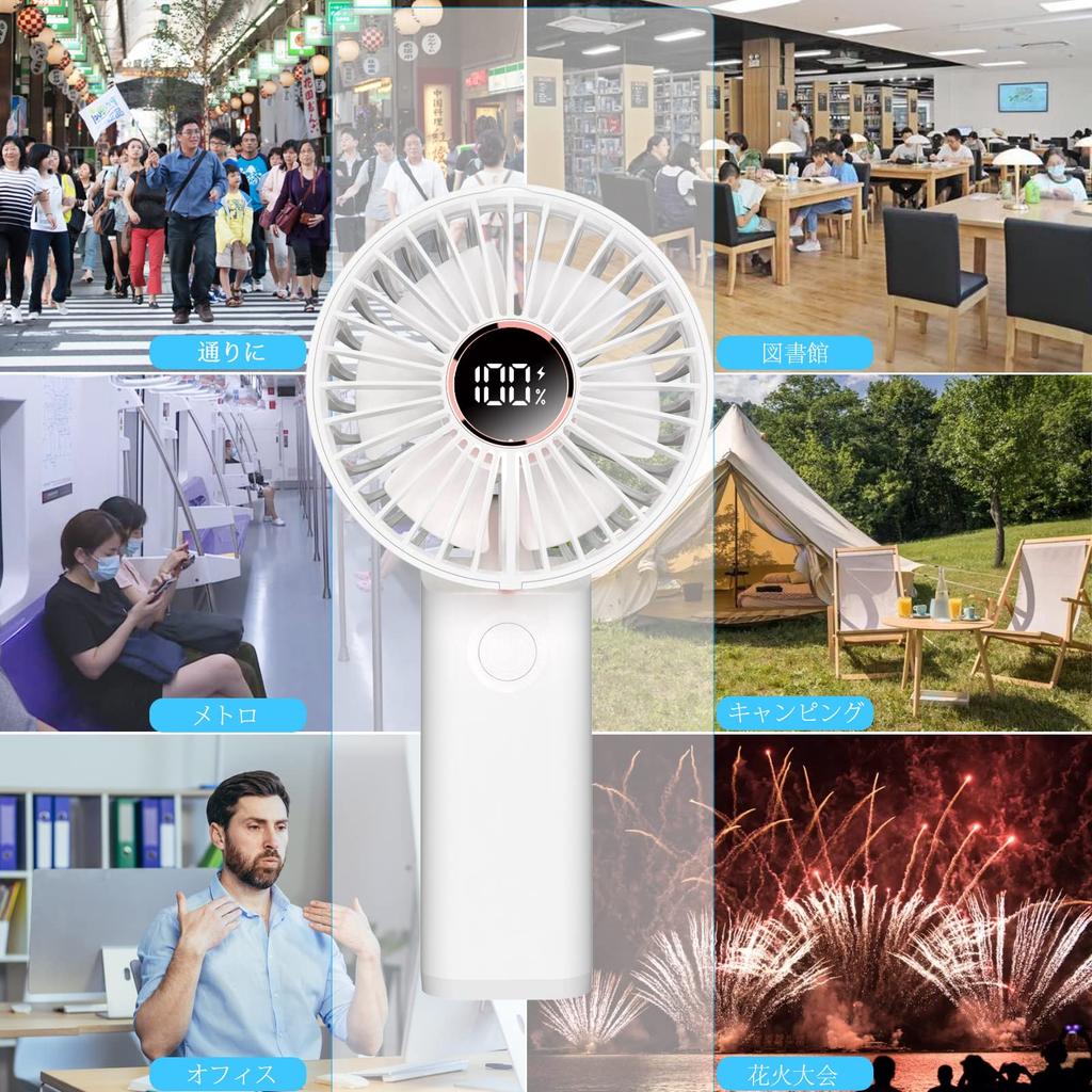 MFEESYOB 2025 Latest Model Portable Fan Wind Speed 20dB Compatible with and Neck 5200mAh USB Compact and Ideal for Heatstroke Fireworks and PSE White