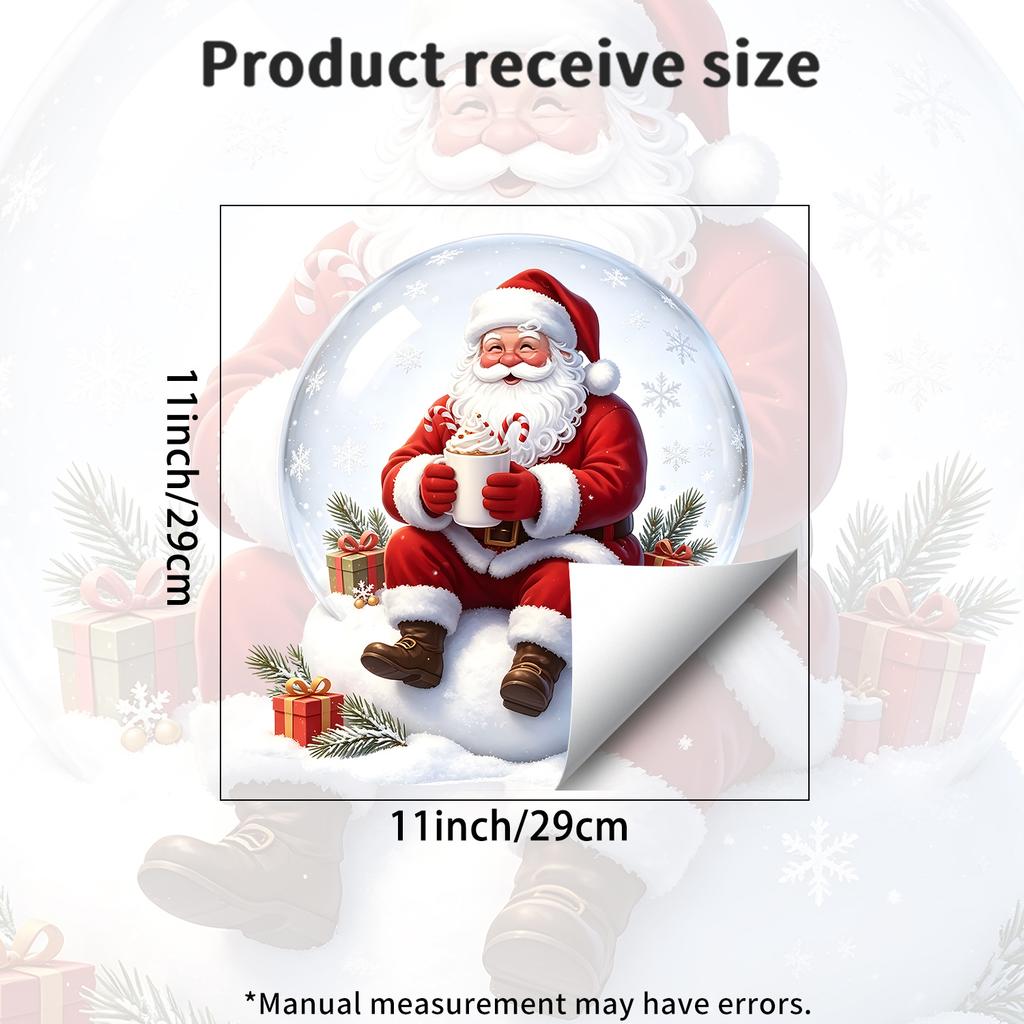 Christmas Crystal Ball Santa Claus Theme Static Cling Stickers That Do Not Damage Glass for Use On Living Room Windows