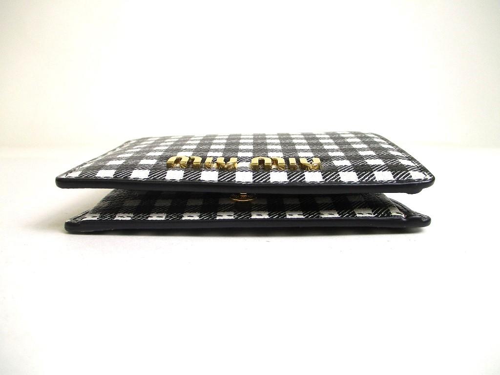 Authentic MIU MIU Rose Leather Madras Bifold Wallet Compact Wallet #a273  Refurbished