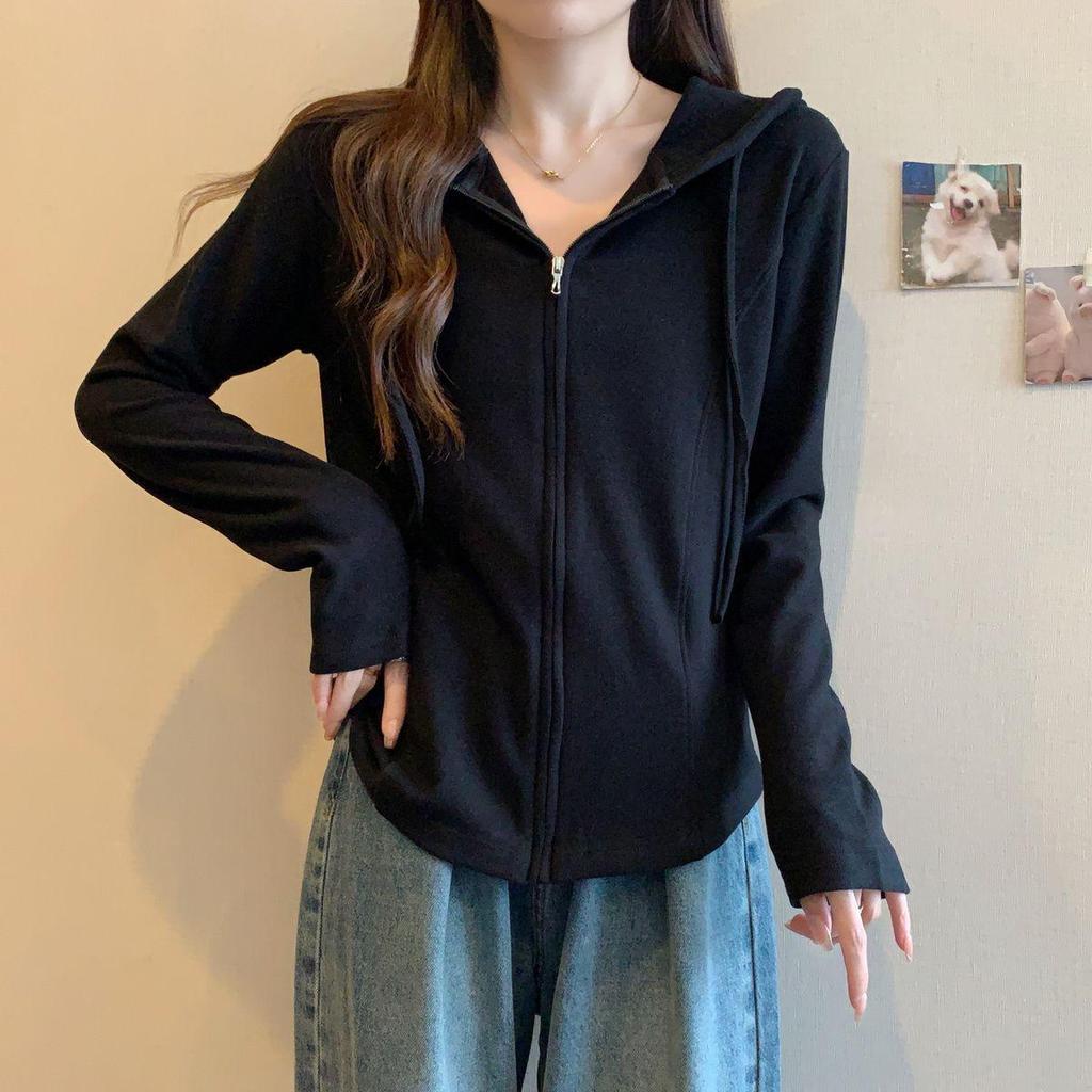 Plus Size Slimming Hooded Long Sleeve Cardigan Jacket for Women - Early Autumn 2025