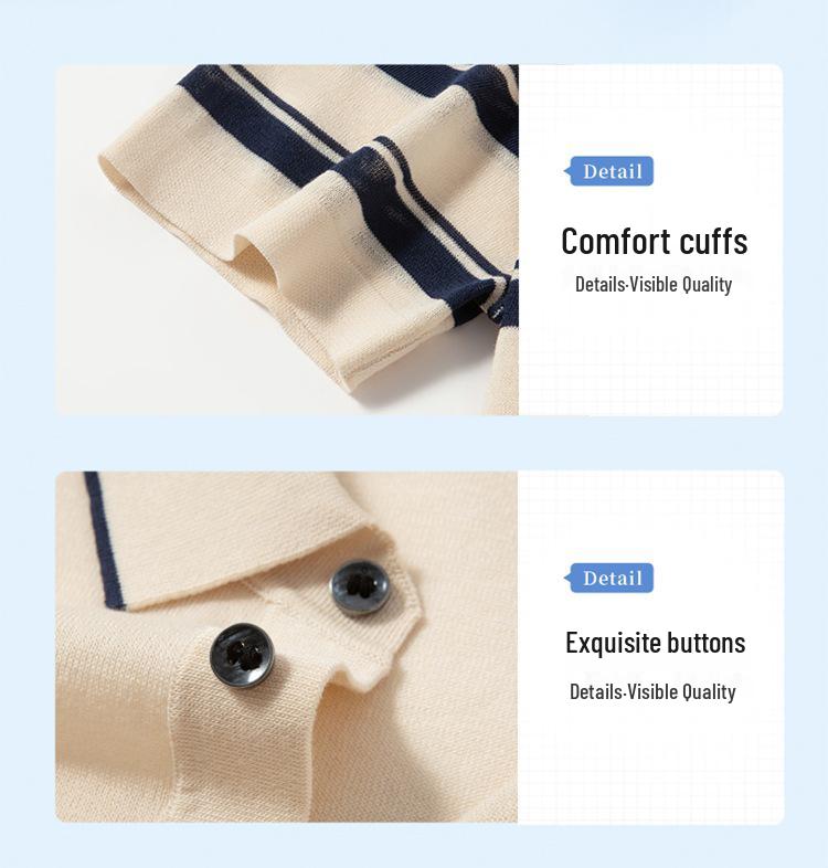 Men's 2026 Summer Casual Polo Shirt - Breathable Yarn-Dyed Stripe, Loose Fit Short Sleeve with Lapel