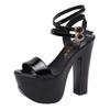 14cm Klein formaat 32-43 Sexy Enkelbandje Fel Leer Schoenen Platform Sandalen 2025 Extreem Blok Hoge Hak Sandalen Model Jurk