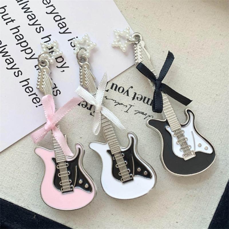 Small Star Hair Clip for Girls Retro Guitar Hairpins Accessory with Punk Clips