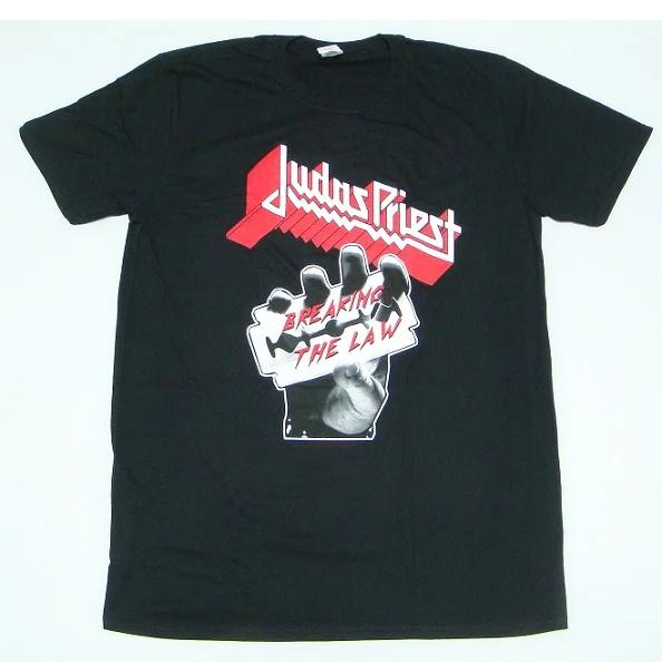 2025 Summer JUDAS PRIEST Breaking The Law American Retro Street Loose Men and Women Short Sleeve T-shirt Streetwear - Men s S... S разноцветный