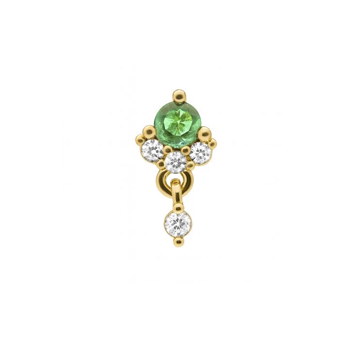Boucle d'oreille - LUXENTER - Huera - Or jaune 18 carats - Zircone multicolore - Clou puce 8x4 mm