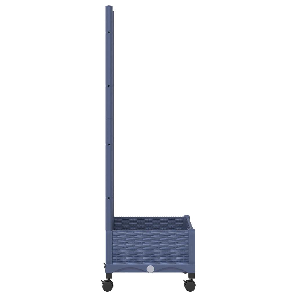 Planter with Trellis and Wheels Blue Grey 40 X 40 X 131.5 Cm