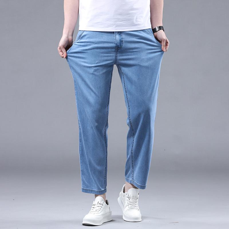 

Весна Новые Мужские Среднего возраста Свободные Прямые Деловые Брюки Ностальгические Повседневные Брюки Джинсы 42