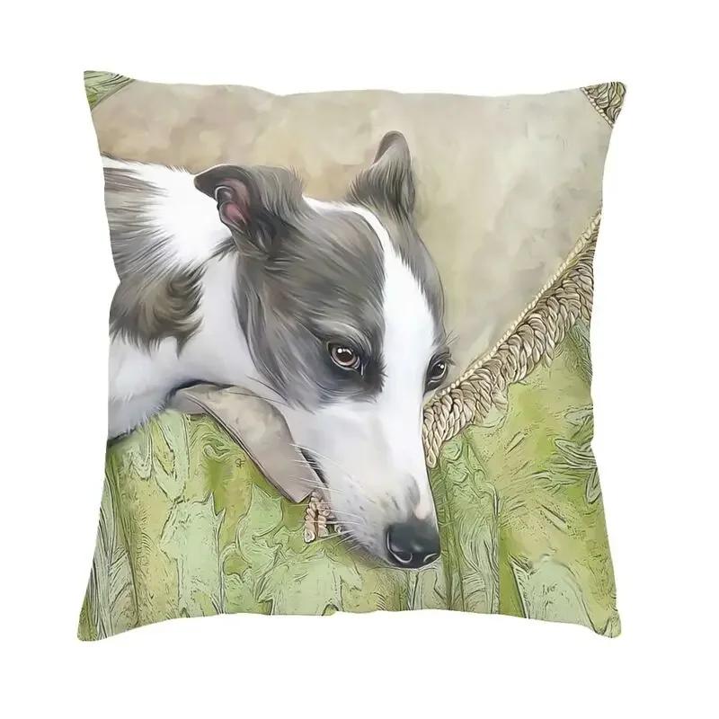 Husă de pernă de lux Greyhound 40x40cm Husă de pernă moale pentru câine Whippet Sihhound pentru canapea Decorare pătrată pentru mașină
